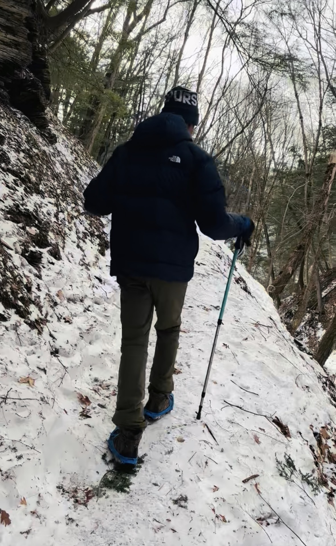 Matthew hiking in the snow